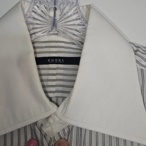 Gucci Striped Long Sleeve Dress Shirt Men Size 15.5 Eu 39 - Picture 9 of 11